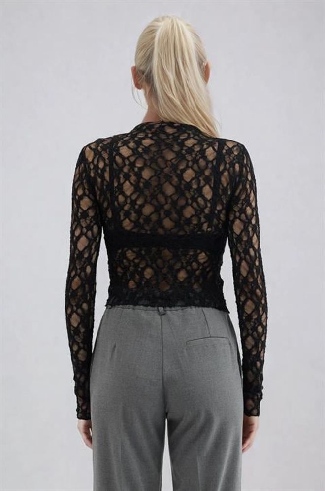 Sobe Istanbul Črna Bluza Seksi Eleganten Ozek Dolgi Rokav Oblačila na debelo Koktajl