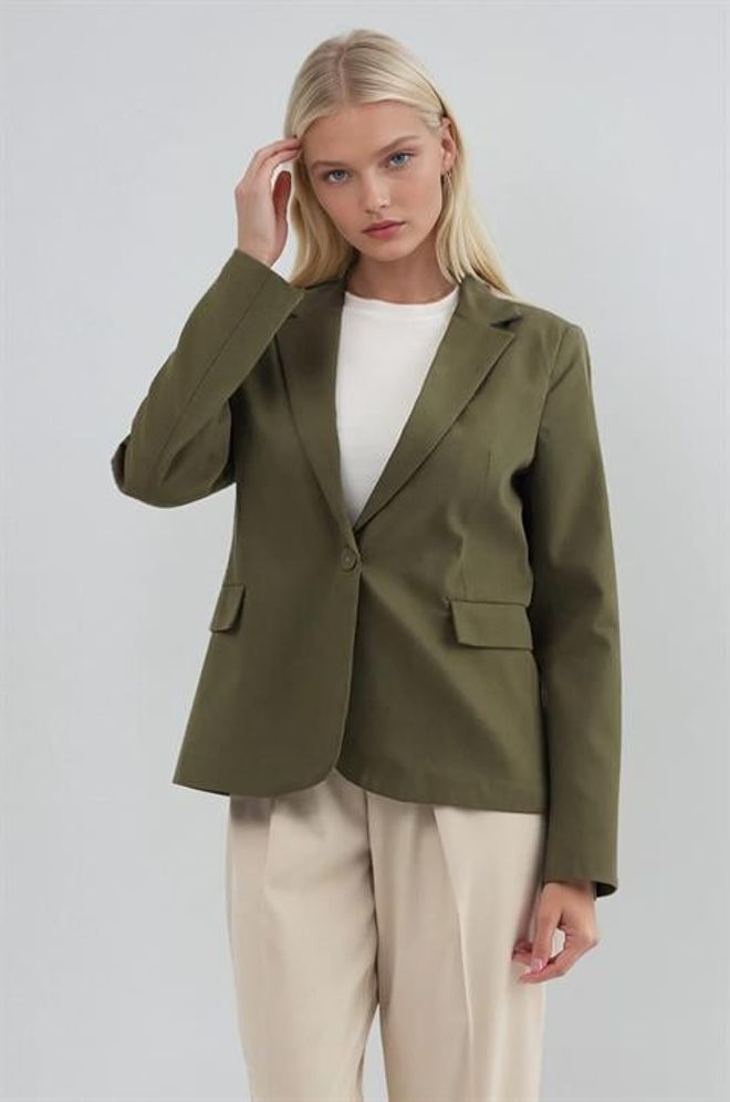 Sobe Istanbul Green Single Breasted Blazer Jacket Wholesale Clothing Formal