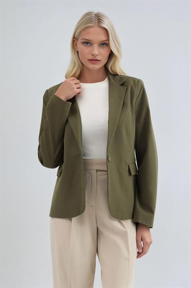 Sobe Istanbul Green Single Breasted Blazer Jacket Wholesale Clothing 1