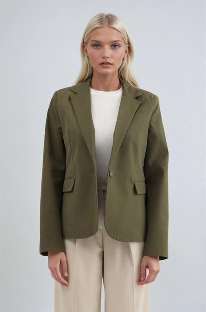 Sobe Istanbul Groen Blazer Met Één Rij Knopen Jas Groothandel Kleding Casual