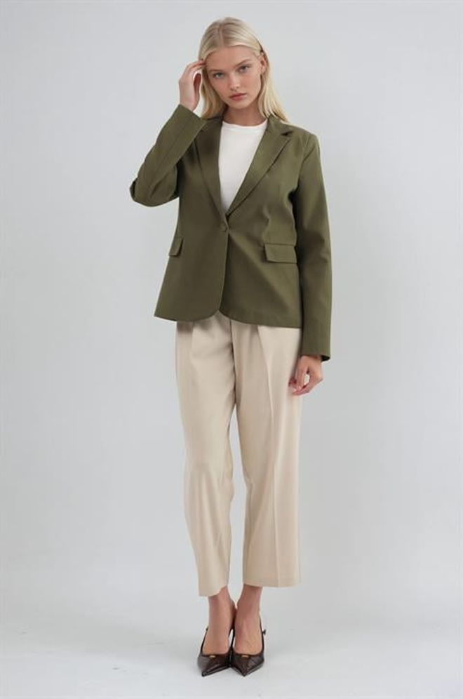 Sobe Istanbul Green Single Breasted Blazer Jacket Wholesale Clothing Spring