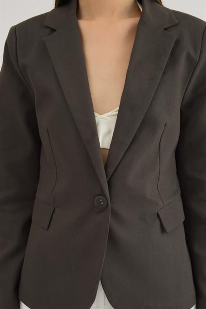 Sobe Istanbul Brown Single Breasted Blazer Jacket Wholesale Clothing Formal