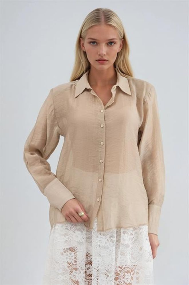 Sobe Istanbul Camisa Beige Elegante Casual Formal Ropa al por mayor Casual