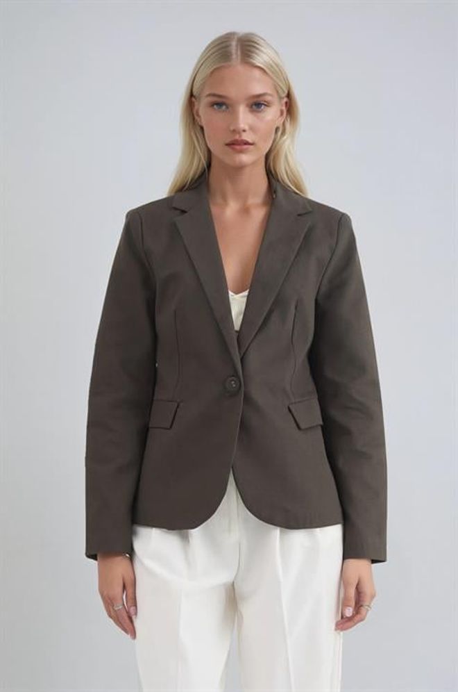 Sobe Istanbul Brown Single Breasted Blazer Jacket Wholesale Clothing Work