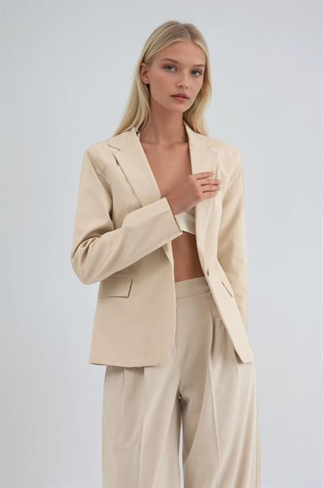 Sobe Istanbul Beige Elegant Single Breasted Blazer Jacket Wholesale Clothing 1
