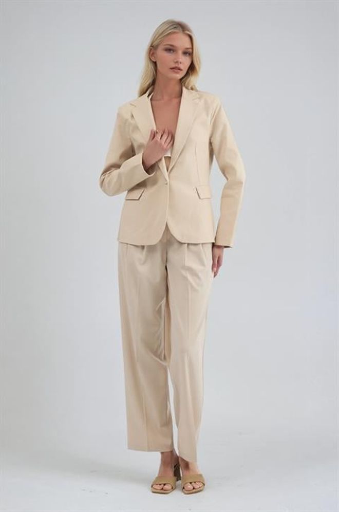 Sobe Istanbul Beige Elegant Single Breasted Blazer Jacket Wholesale Clothing Spring