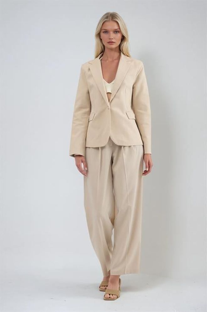 Sobe Istanbul Beige Elegant Single Breasted Blazer Jacket Wholesale Clothing Formal