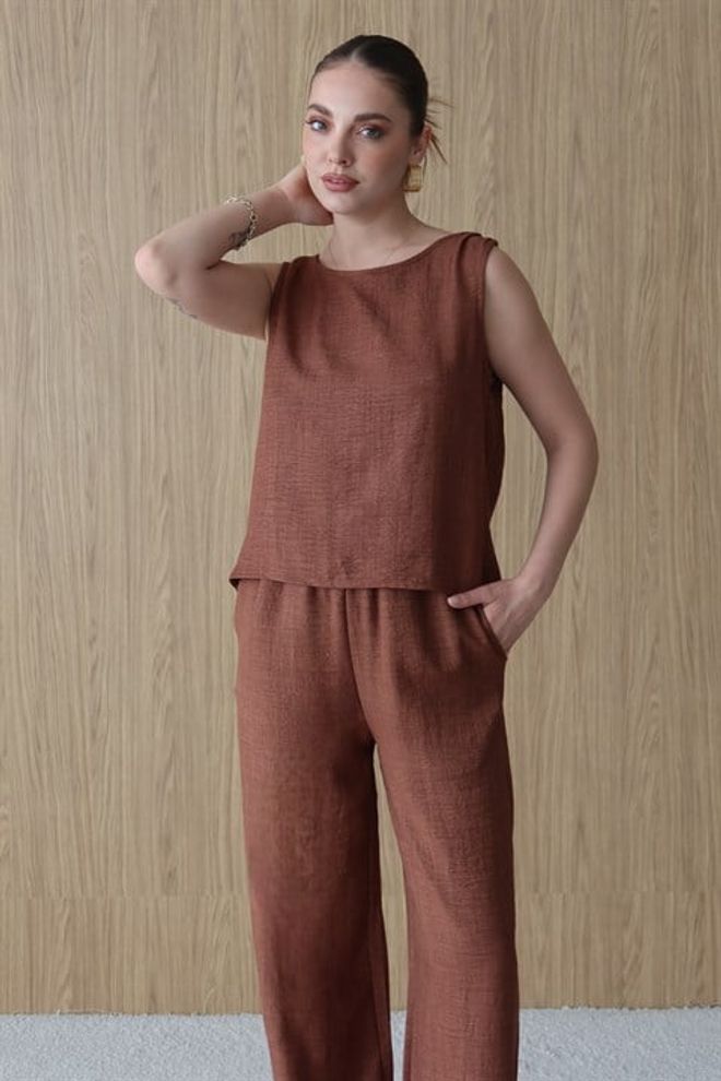 Sobe Istanbul Комплет Браон Елегантан Бохо Неформалан Велепродаја одеће Лоунге