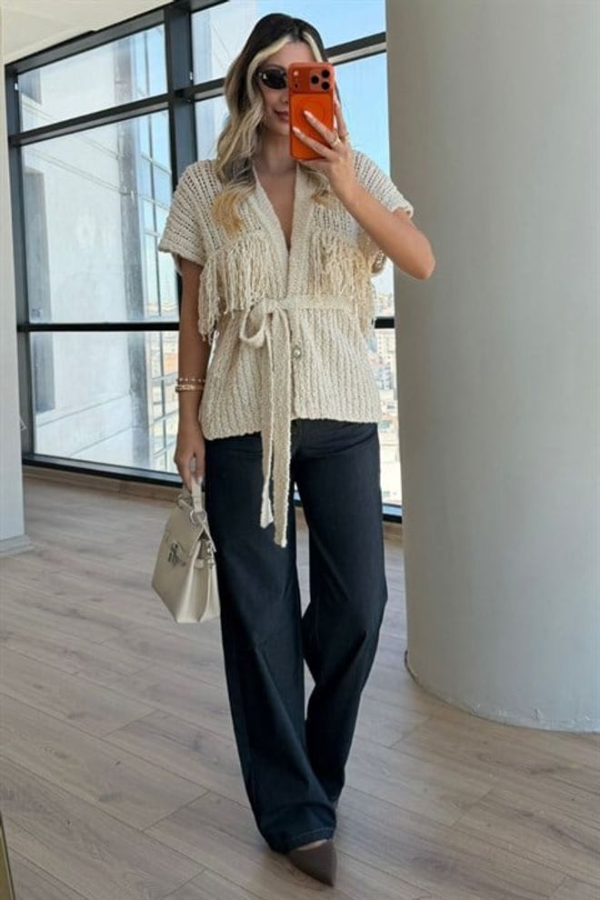 Sobe Istanbul Бежевый Повседневный Бохо Скромный Элегантный Жилет Оптовая продажа одежды Скромный