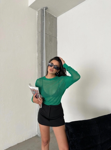 A wholesale clothing model wears  Sweater - Benetton Green
, Turkish wholesale Sweater of Sobe