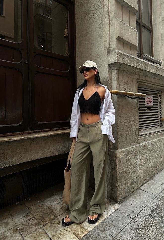 Sobe Istanbul Панталон Palazzo Каки Дрехи на едро Официален