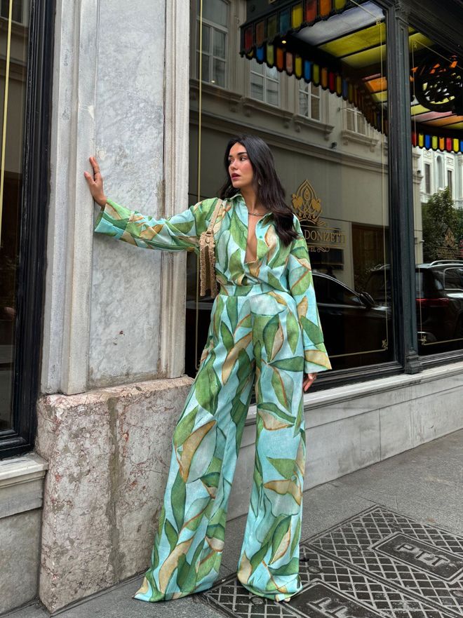 Sobe Istanbul Lininis Dvigubas Komplektas Žalias Didmeninė prekyba drabužiais Kokteilinė