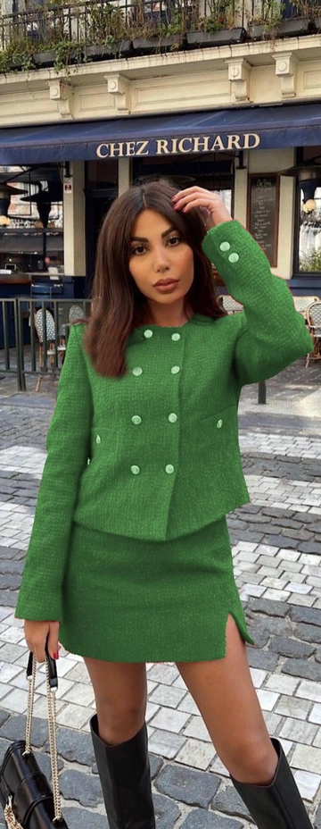 A wholesale clothing model wears  Suit - Green
, Turkish wholesale Suit of Sobe