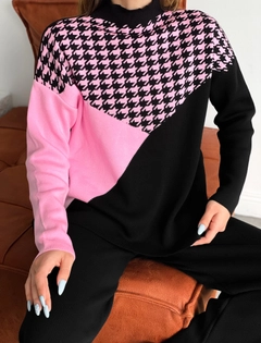 Hurtowa modelka nosi 34794 - Suit - Pink And Black, turecka hurtownia Garnitur firmy Sobe
