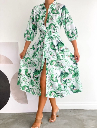 A model wears 35404 - Dress - Green, wholesale Dress of Sobe to display at Lonca