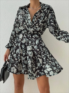 Модел на дрехи на едро носи 35253 - Dress - Black And Ecru, турски едро рокля на Sobe