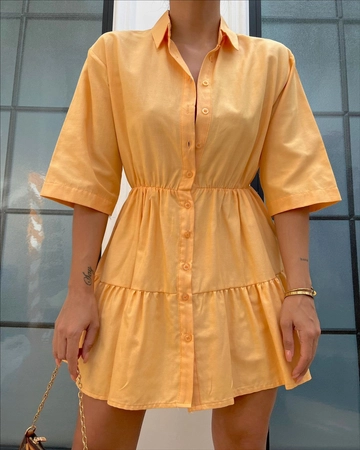 Veľkoobchodný model oblečenia nosí  Košeľové šaty - Žlté
, turecký veľkoobchodný Šaty od Sobe