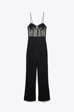A wholesale clothing model wears 47499 - Overalls - Black, Turkish wholesale Jumpsuit of Sobe