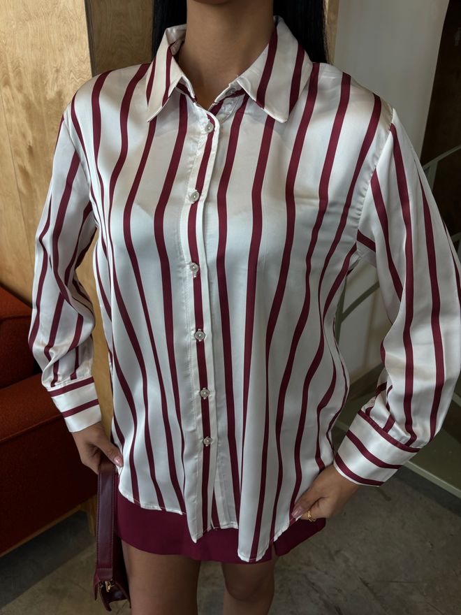 Umay Camisa Blanco Rayas Casual Formal Elegante Ropa al por mayor Casual