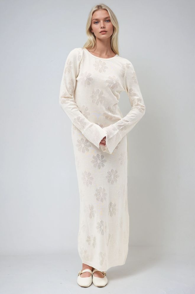 Sobe Istanbul Backless Knit Dress Ecru Wholesale Clothing No Fabric