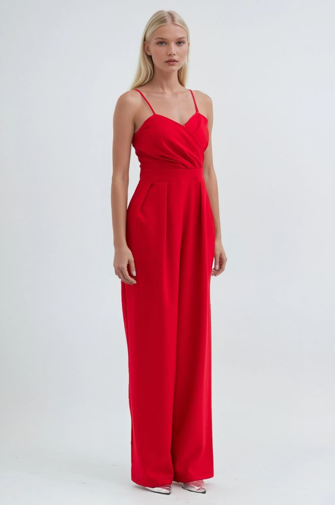 Sobe Istanbul Red Slim Fit Sleeveless Cami Jumpsuit Wholesale Clothing Work