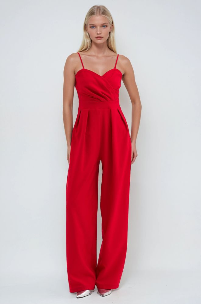 Sobe Istanbul Red Slim Fit Sleeveless Cami Jumpsuit Wholesale Clothing Sexy