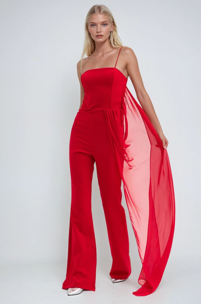 Sobe Istanbul Red Tailored Strapless Slim Fit Jumpsuit Wholesale Clothing Sexy