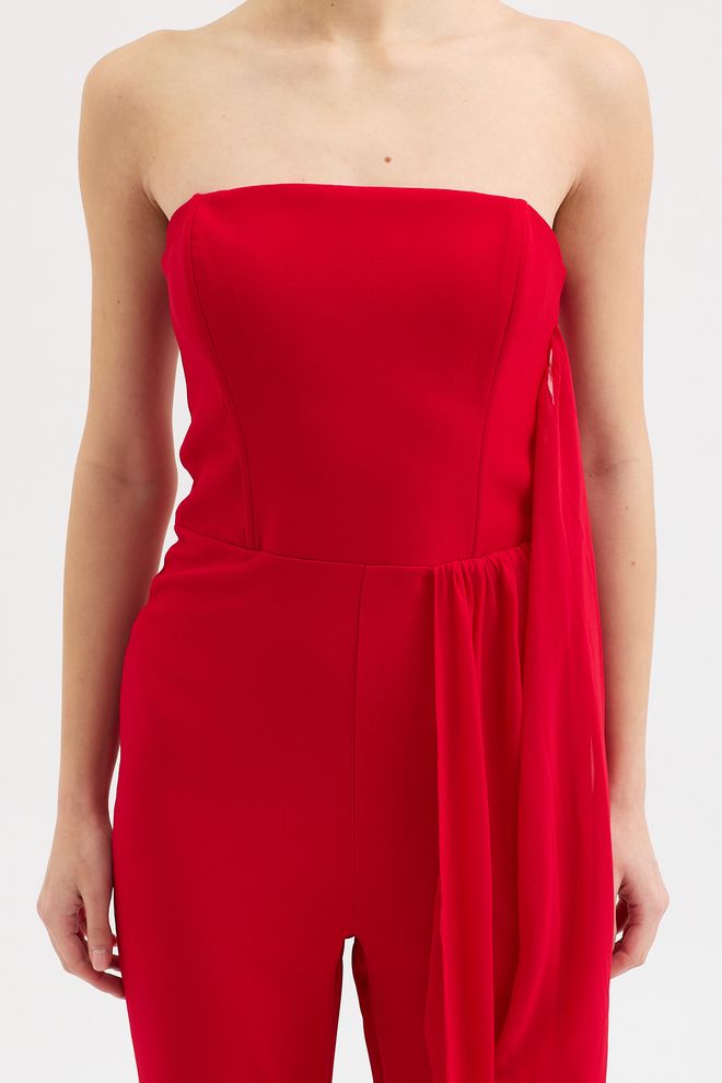 Sobe Istanbul Red Tailored Strapless Slim Fit Jumpsuit Wholesale Clothing 5