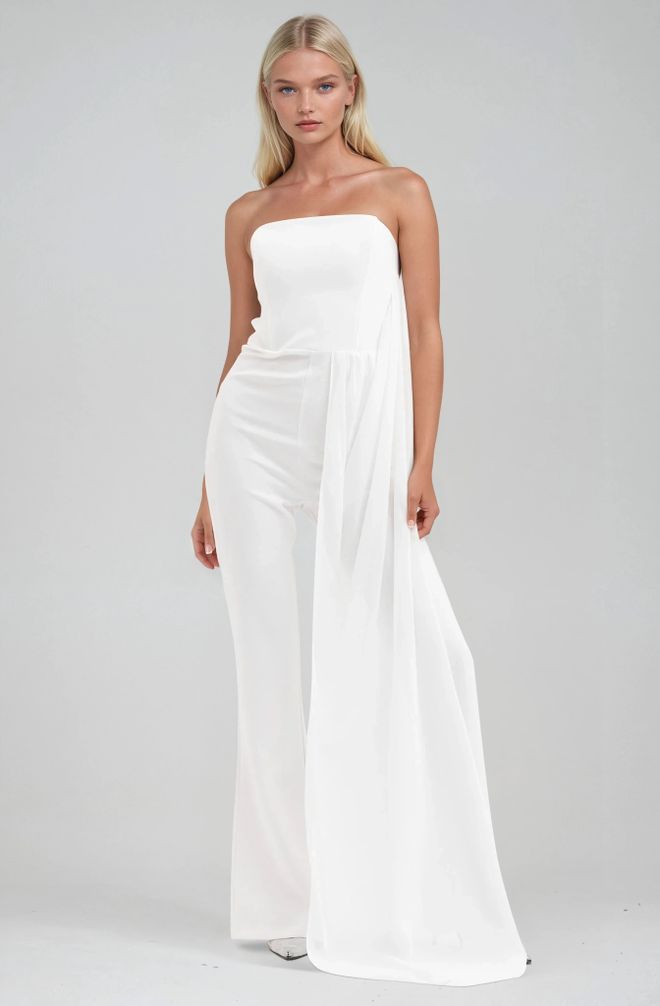 Sobe Istanbul White Tailored Slim Fit Strapless Jumpsuit Wholesale Clothing 5