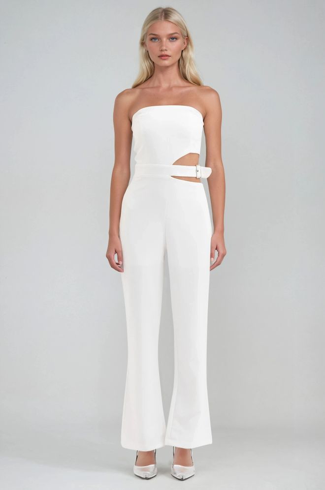 Sobe Istanbul Weißer Taillierter Trägerloser Slim Fit Jumpsuit Großhandelskleidung Sexy