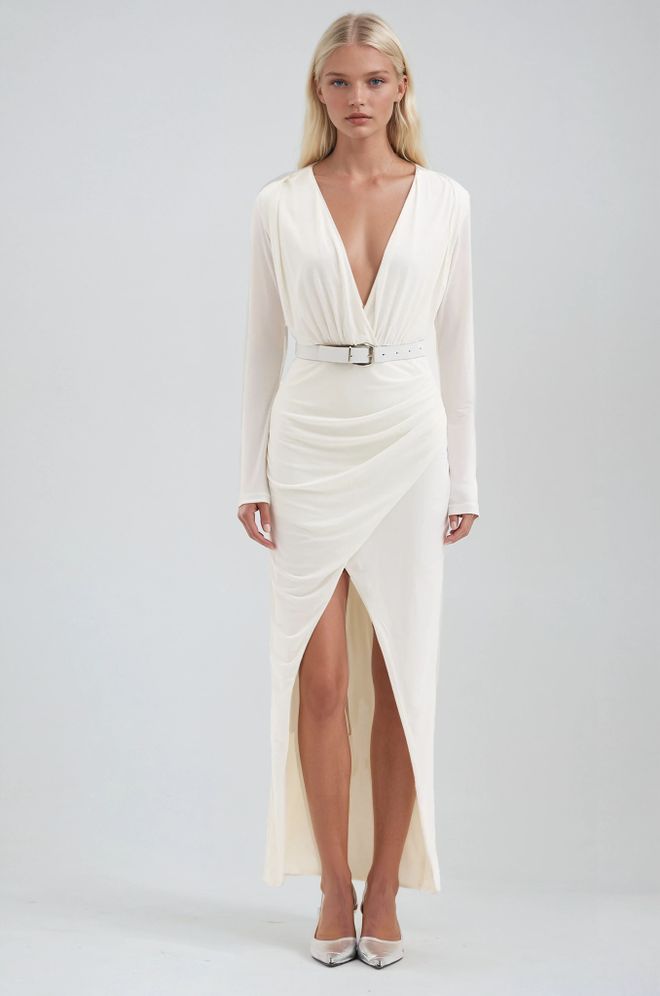 Sobe Istanbul Blanco Sexy Elegante Formal Glam Envolvente Vestido Ropa al por mayor Sexy
