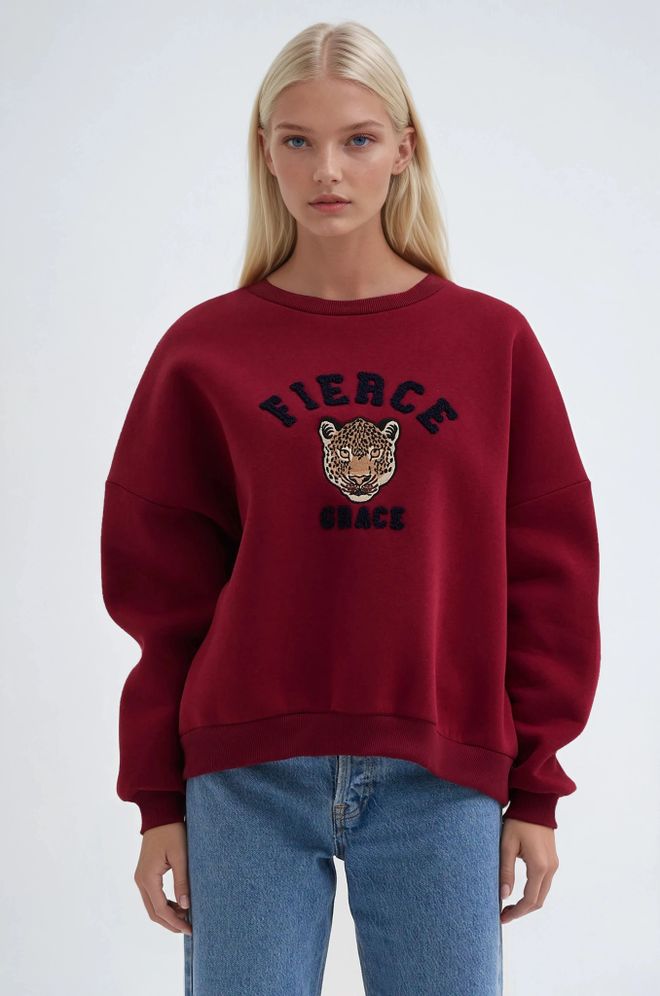 Sobe Istanbul Φούτερ Μπορντό Casual Μεγάλα Μεγέθη Χονδρικό εμπόριο ενδυμάτων Casual