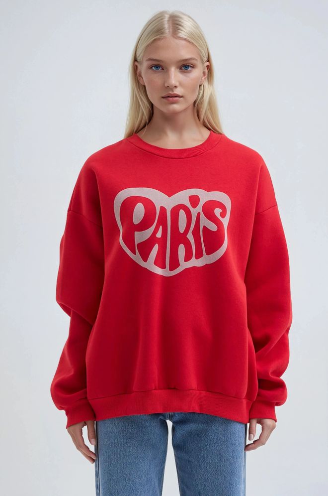 Sobe Istanbul Vermelho Casual Roupa De Rua Sweatshirt Roupas por atacado Casual