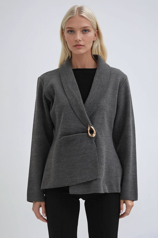 Sobe Istanbul Sivá Formálna Elegantná Bunda Veľkoobchod s oblečením Formálny