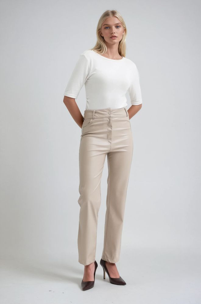 Sobe Istanbul Zarif Bej Havuç Pantolon Toptan Giyim Gündelik