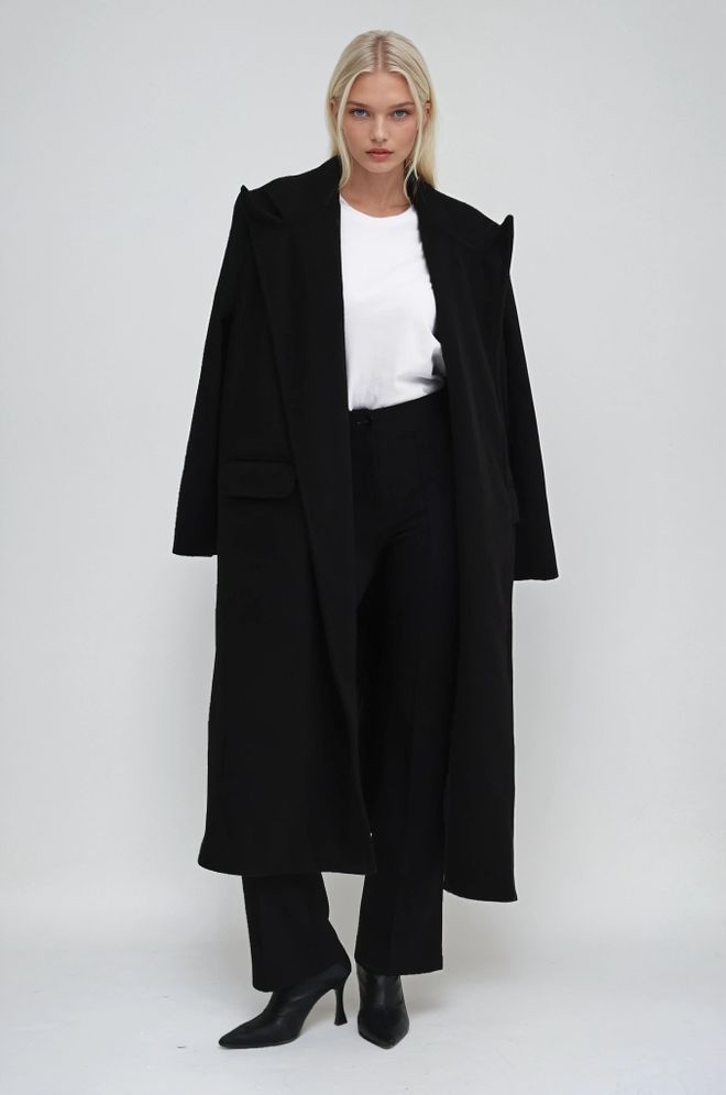 Sobe Istanbul Κομψό Μαύρο Σακάκι Με Δέσιμο Τύπου Wrapover Χονδρικό εμπόριο ενδυμάτων Casual