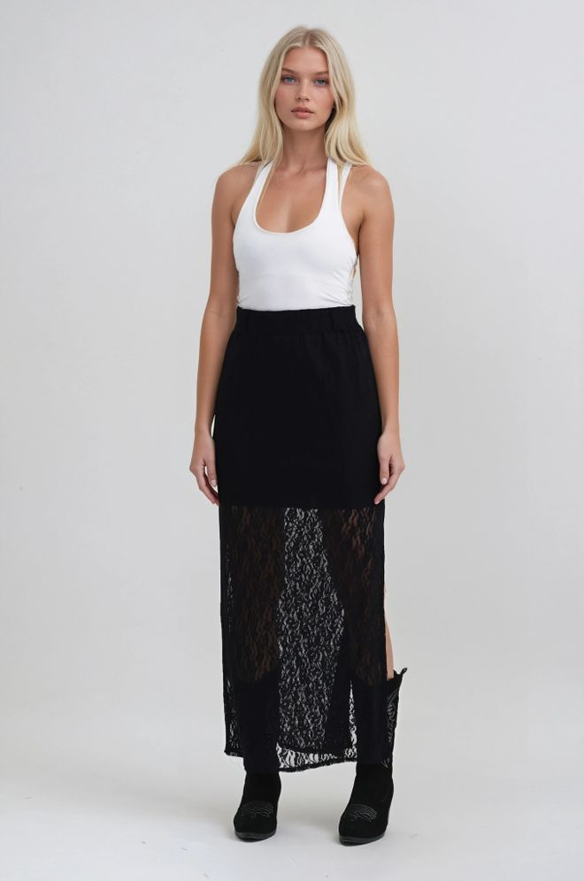 Sobe Istanbul Čierna Sexy Neformálna Elegantná Maxi Sukňa S Rozparkom Veľkoobchod s oblečením Neformálny