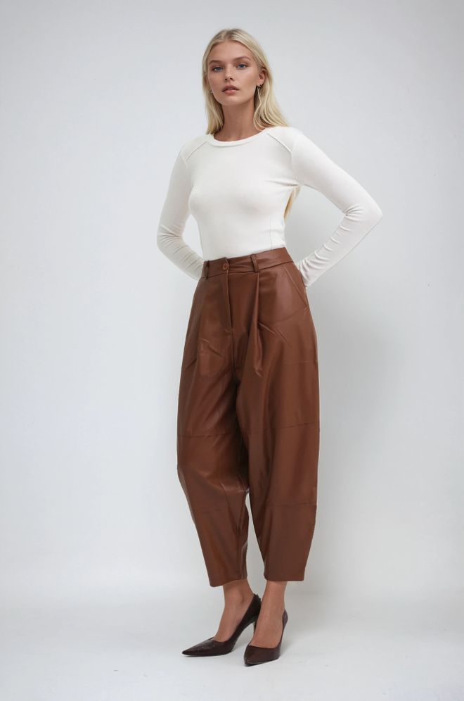 Sobe Istanbul Kahverengi Zarif Gündelik Pantolon Toptan Giyim Gündelik