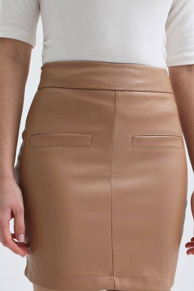 Sobe Istanbul Brauner Bodycon Mini Rock Mit Welt Pocket Hohe Taille Großhandelskleidung Winter