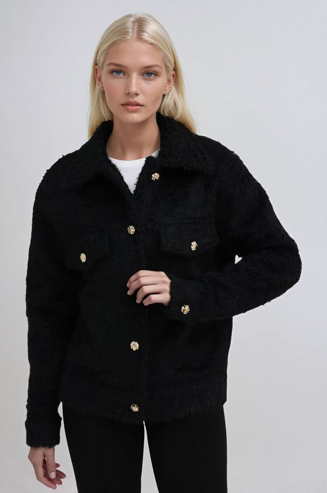 Sobe Istanbul Čierna Košeľová Bunda Bunda Veľkoobchod s oblečením Neformálny