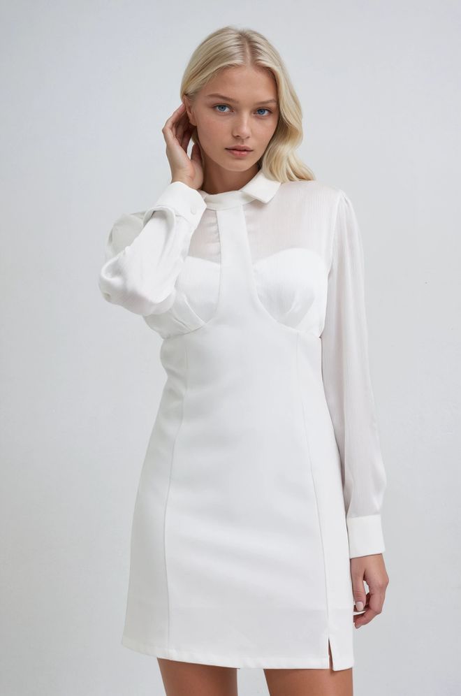 Sobe Istanbul Белый Элегантный Формальный Сексуальный Оболочка Платье Оптовая продажа одежды Сексуальный