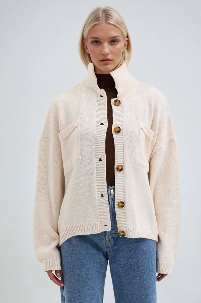 Sobe Istanbul Beige Oversized Fit Shacket Jacket Wholesale Clothing Modest