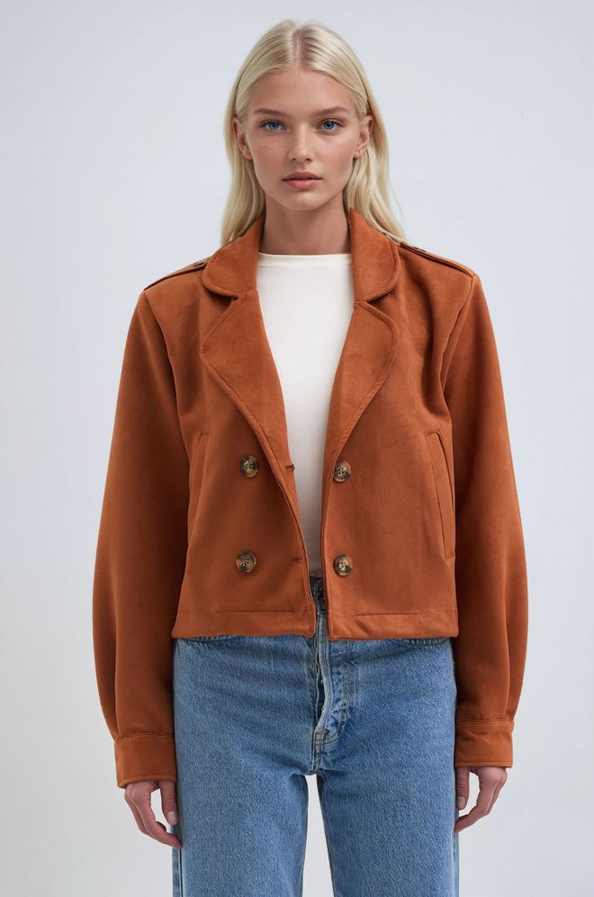 Sobe Istanbul Кафяв Едноредов Блейзер Яке Дрехи на едро Небрежен