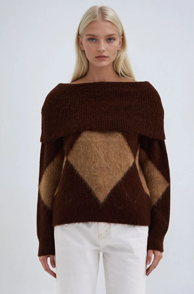 Sobe Istanbul سترة بني منقوشة كاجوال ملابس بالجملة غير رسمي