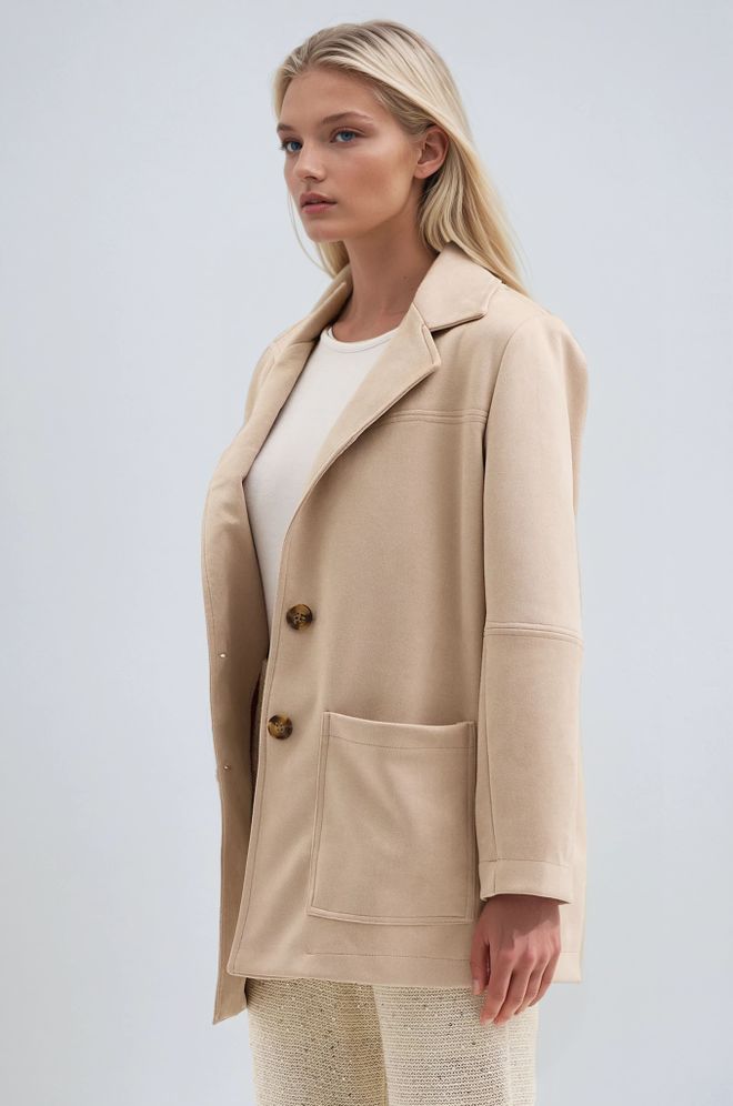 Sobe Istanbul Beige Jacket Single Breasted Blazer Wholesale Clothing Work