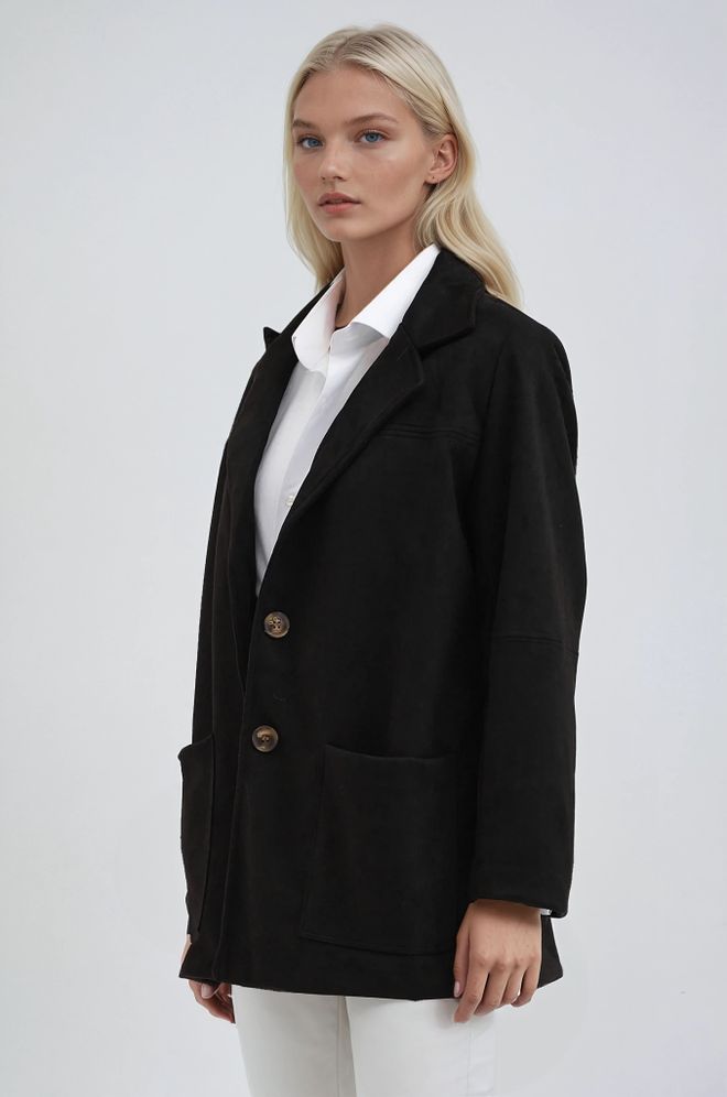 Sobe Istanbul Black Single Breasted Blazer Jacket Wholesale Clothing 1