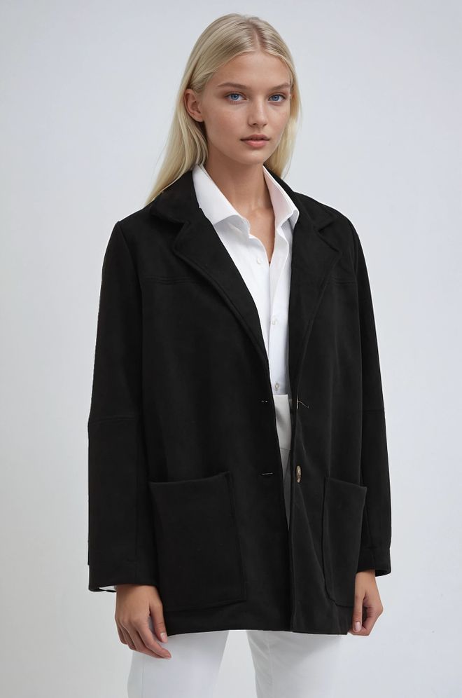 Sobe Istanbul Black Single Breasted Blazer Jacket Wholesale Clothing Work