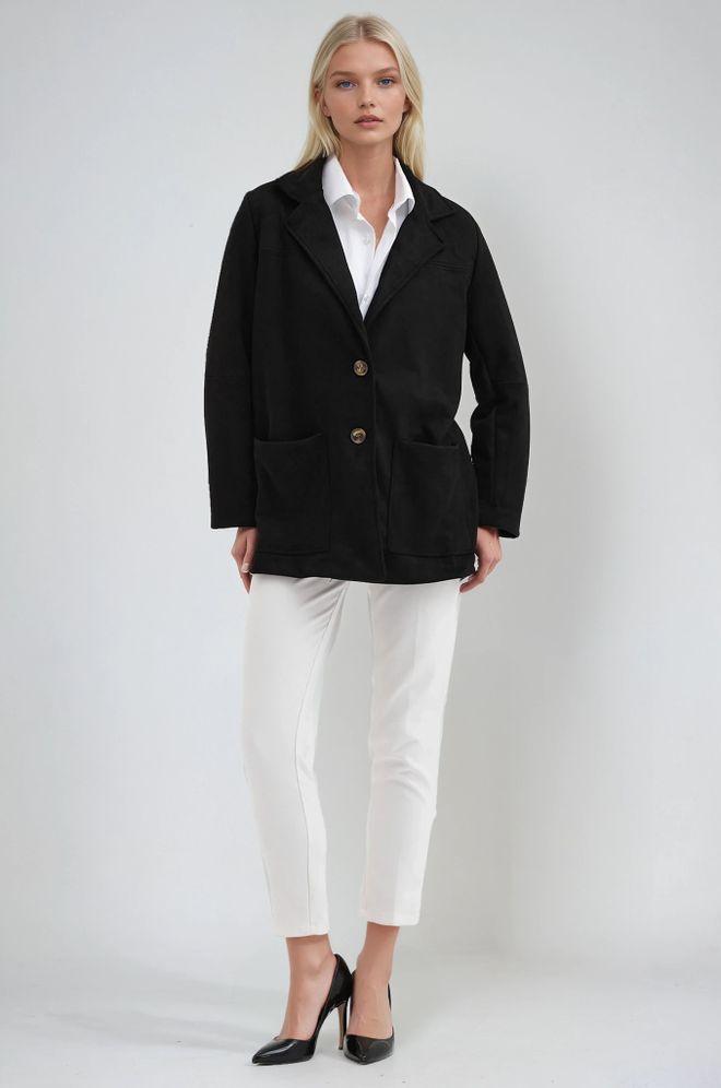 Sobe Istanbul Black Single Breasted Blazer Jacket Wholesale Clothing Formal