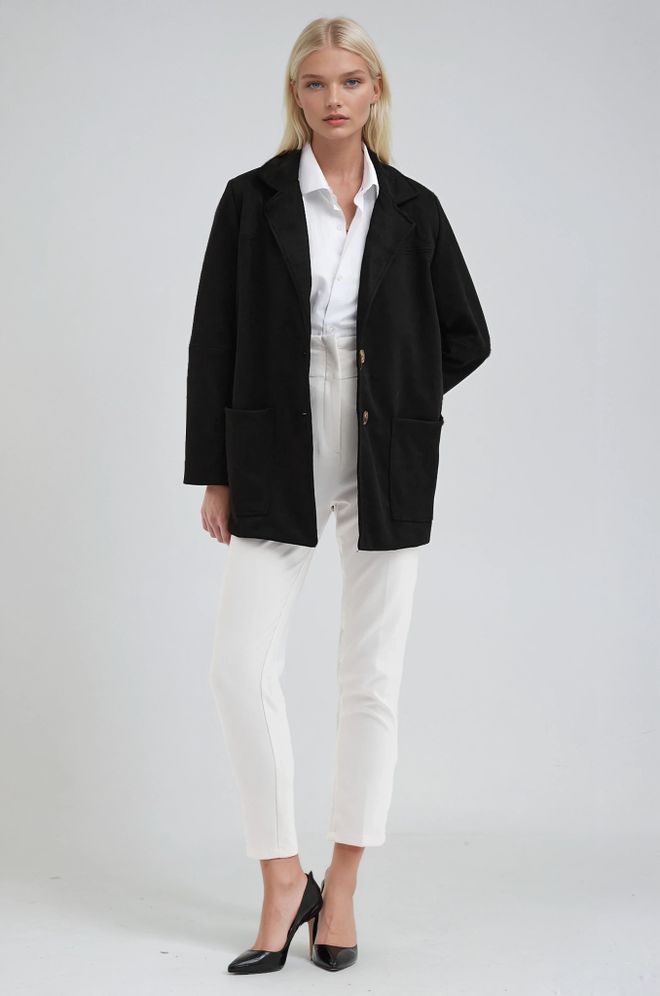 Sobe Istanbul Black Single Breasted Blazer Jacket Wholesale Clothing Spring