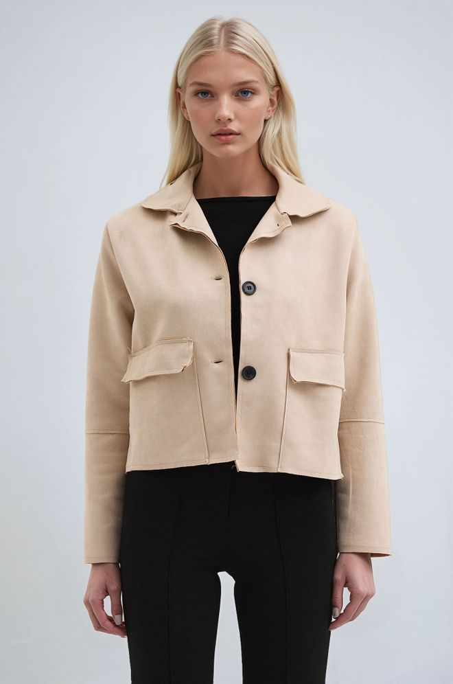 Sobe Istanbul Beige Zweireihig Jacke Großhandelskleidung Lässig